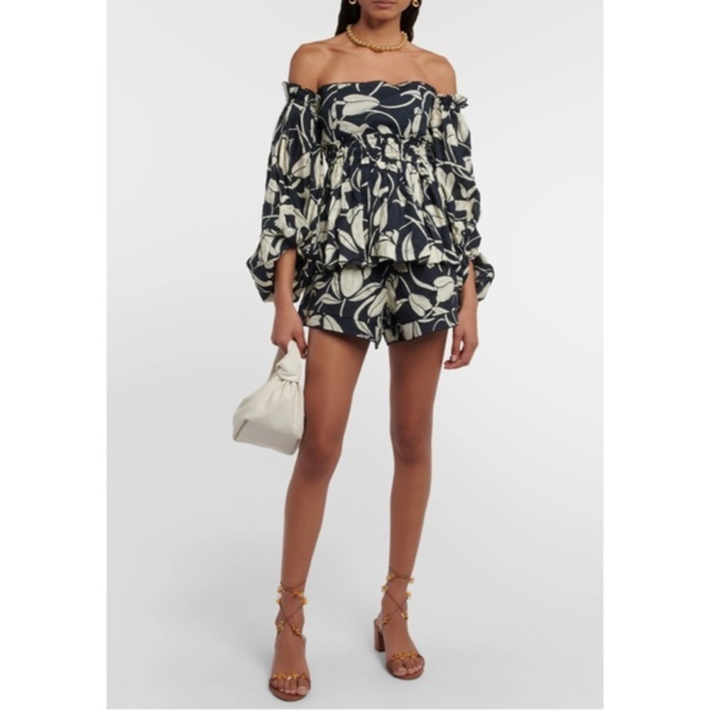 AGUA BY AGUA BENDITA JAMAICA OFF-SHOULDER PEPLUM TOP